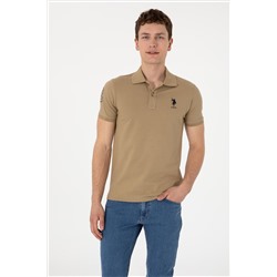 Erkek Slim Fit Polo Yaka Haki Basic Tişört