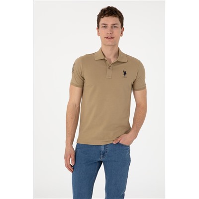 Erkek Slim Fit Polo Yaka Haki Basic Tişört