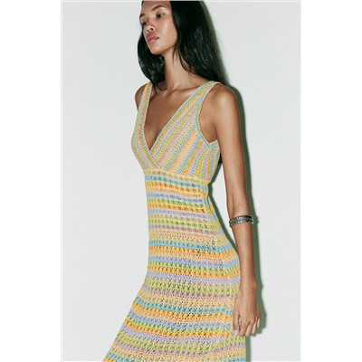 LONG CROCHET KNIT DRESS