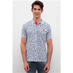 Erkek Açık İndigo Polo Yaka Tişört