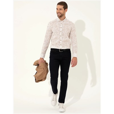 Açık Kahverengi Slim Fit Uzun Kollu Gömlek