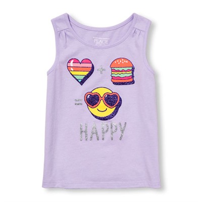 Toddler Girls Matchables Sleeveless Embellished Graphic Top