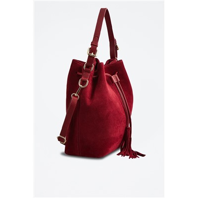 Bolso saco de piel Jila Burdeos