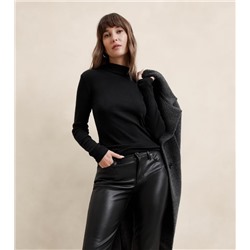 Ribbed Mock-Neck T-Shirt