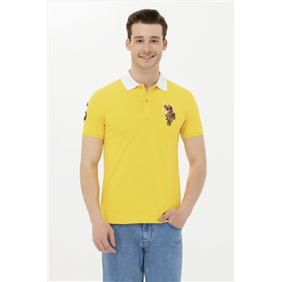 Erkek Koyu Sarı Basic Polo Yaka Tişört