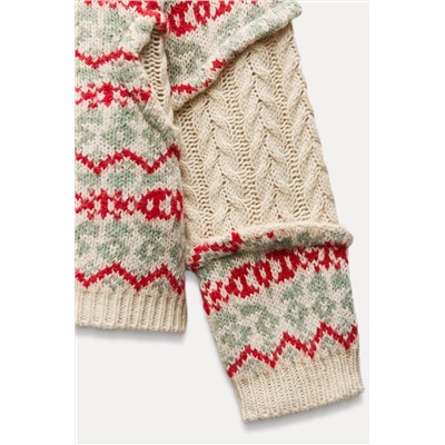 CABLE-KNIT JACQUARD SWEATER