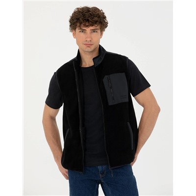 Siyah Regular Fit Polar Yelek