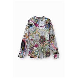 Blusa estampada cuello pico