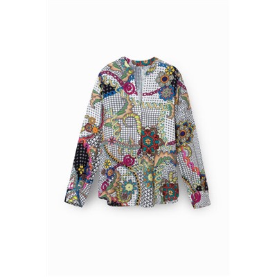 Blusa estampada cuello pico