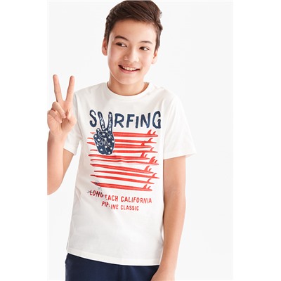 Here and There Kurzarmshirt - Bio-Baumwolle