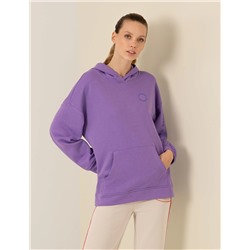Lila Oversize Kapüşonlu Sweatshirt