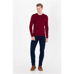Erkek Bordo Bisiklet Yaka Basic Triko Kazak