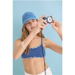 Sujetador top algodón copas extraíbles azul
