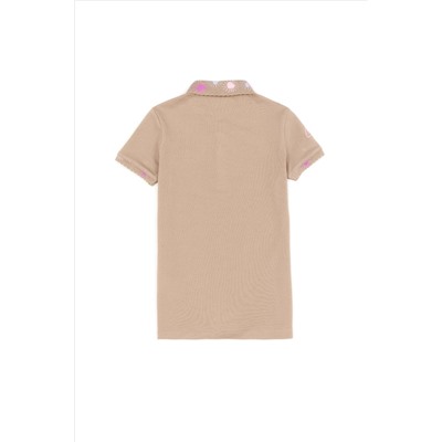 Kız Çocuk Haki Basic Polo Yaka Tişört