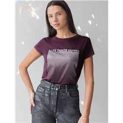 Нарядная футболка с блестящим принтом фольгой