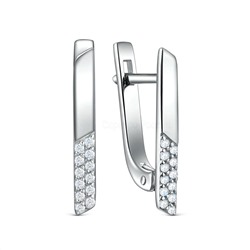 Серьги из серебра с фианитами родированные 925 пробы С-4851-Р