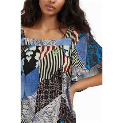 Blusa denim & patch digital