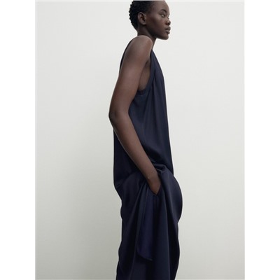 Vestido midi satinado detalle rib