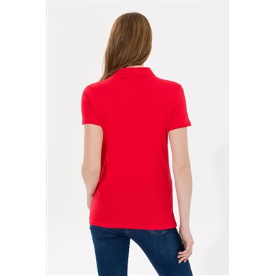 Kadın Kırmızı Basic Polo Yaka Tişört