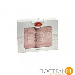 Набор полотенец Карвен "PINK DAMAKS" махра 50*90/70*140 HS 1697 v5 св.пудровый