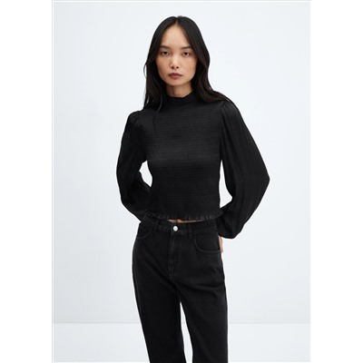 Blusa satinada fruncida