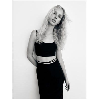 Crop Top aus Leinenmischung