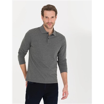 Antrasit Melanj Slim Fit Basic Sweatshirt