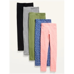 5-Pack Full-Length Built-In Tough Leggings for Girls