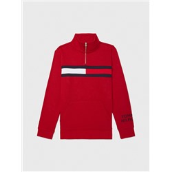 TOMMY HILFIGER FLAG LOGO QUARTER-ZIP SWEATER