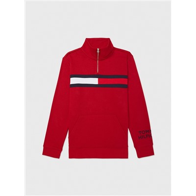TOMMY HILFIGER FLAG LOGO QUARTER-ZIP SWEATER