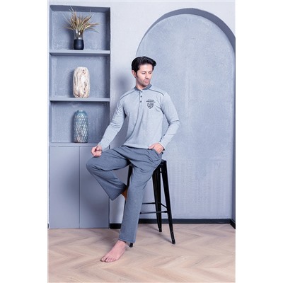 AHENGİM Man Erkek Pijama Takımı Interlok Omuz Ara Biyeli Pamuklu Mevsimlik M70042266 1-2-10001209