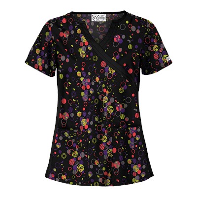 UA Circle Of Zenergy Black Mock Wrap Scrub Top