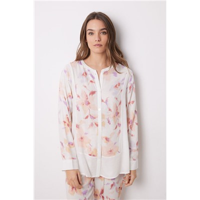 Pijama camisero largo viscosa flores
