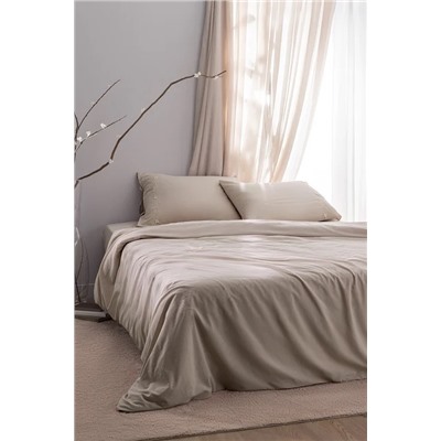 Loris King Size %100 Pamuk Nakışlı Nevresim Takımı - Bej