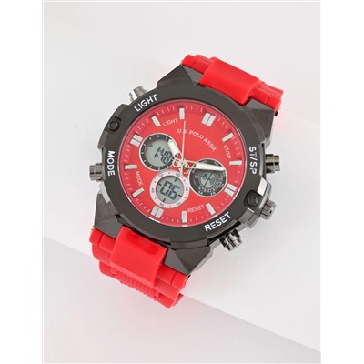 MEN'S RED AND BLACK RUBBER STRAP ANA DIGI WATCH