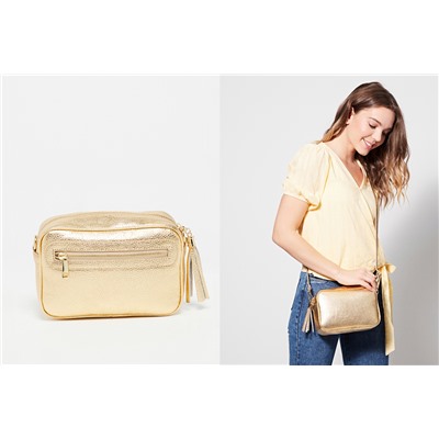 Bolso de mano de piel Gaby Dorado