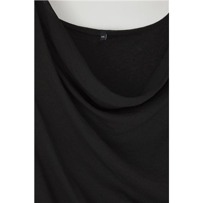 Siyah Degaje Yaka Örme Büyük Beden Bluz TBBSS25AF00034