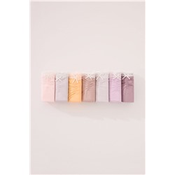 Pack 7 bragas anchas algodón mix colores encaje