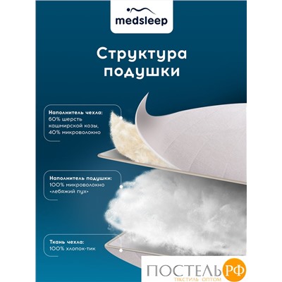 MedSleep HIMALAYAS Подушка со съемным стеганым чехлом 70х70,1пр,хлопок/шерсть/микровол.