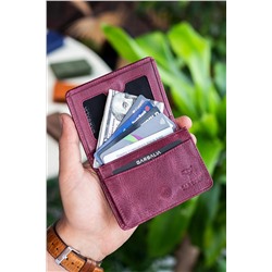 Garbalia, Unisex Bordo Magnet Crazy Deri Kartlık Cüzdan