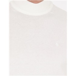 Ekru Slim Fit Yarım Balıkçı Basic Triko Kazak