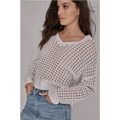 OPEN STITCH POINTELLE SWEATER