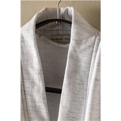 Opherna Kimono Pamuklu Unisex Bornoz - Beyaz/Gri