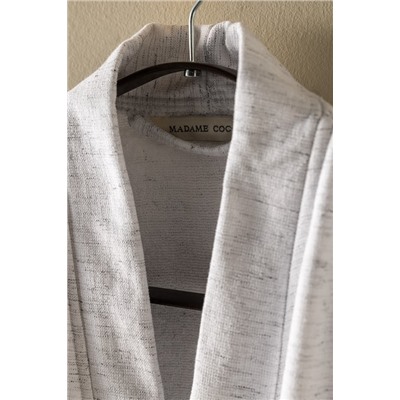 Opherna Kimono Pamuklu Unisex Bornoz - Beyaz/Gri