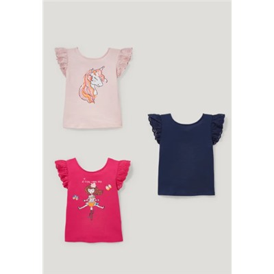 Multipack 3er - Kurzarmshirt mit Knotendetail