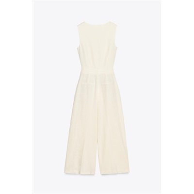 LINEN BLEND WAISTCOAT JUMPSUIT