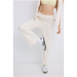 Pantalón largo flare felpa marfil