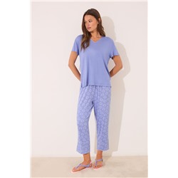 Pijama Capri manga corta azul viscosa