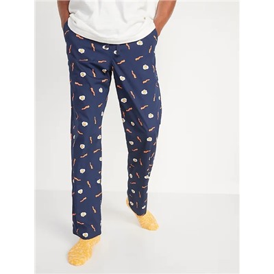 Printed Poplin Pajama Pants for Men