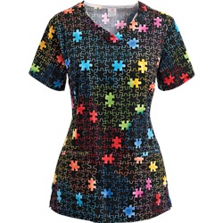 Trust Your Journey Rainbow Puzzle Scrub Top